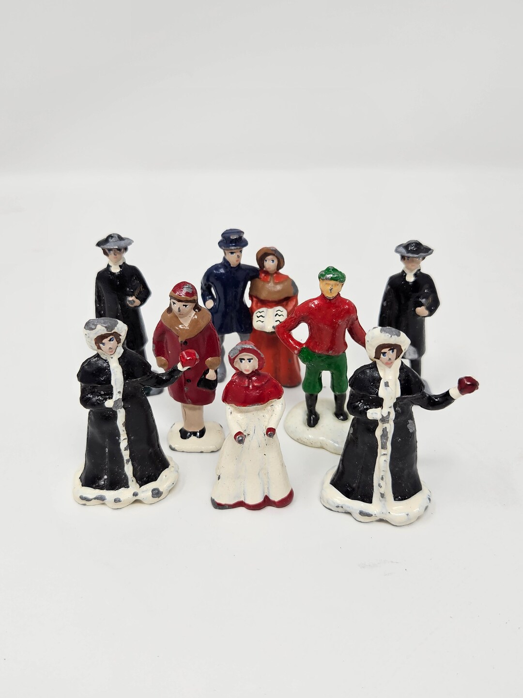 Vintage Painted Metal Victorian Winter Christmas Figures for - Etsy