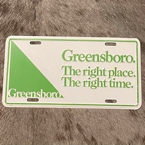 Greensboro North Carolina Booster License Plate The Right Place To Live Vintage NC