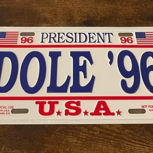 Bob Dole 1996 USA Booster Nummerplaat President Kandidaat USA Presidentiële Verkiezing Republikeinse Partij