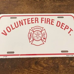 Member Volunteer Fire Department Booster License Plate (New Old Stock)