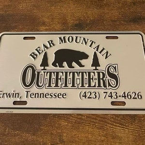 Bear Mountain Outfitters Booster License Plate Erwin Tennessee Vintage Great Smoky Mountains