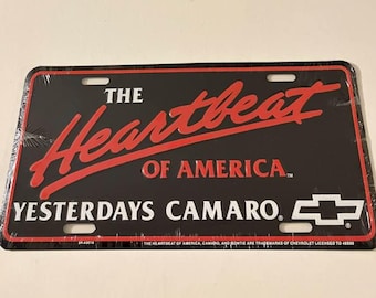 Vintage Heartbeat Of America Yesterday's Camaro Booster License Plate Chevy