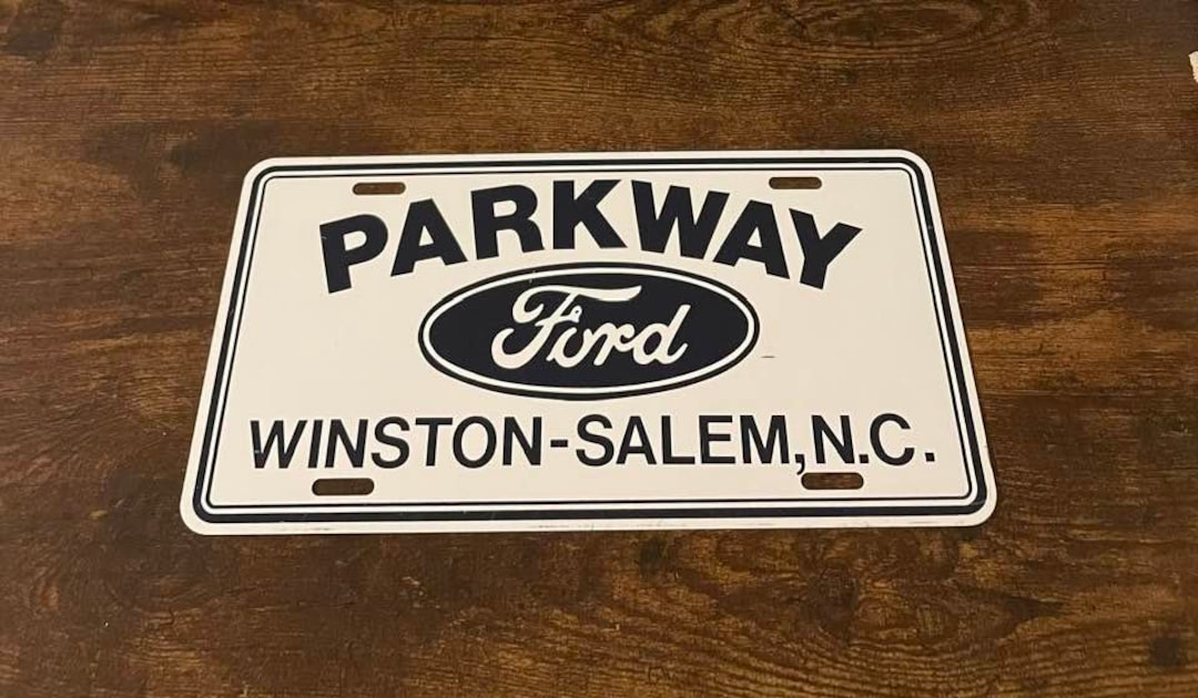 Vintage Parkway Ford Dealership Booster License Plate Winstonsalem