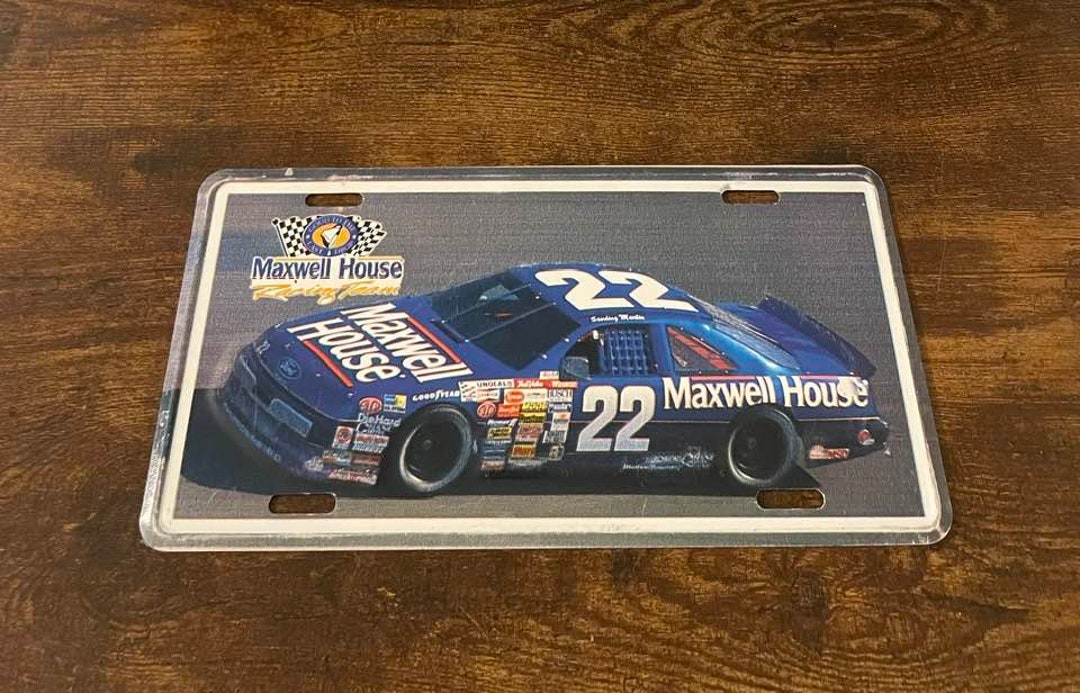 Maxwell House Nascar Booster License Plate 22 Race Car Racing ...
