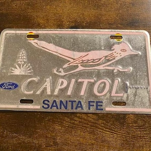 Capitol Ford Booster License Plate Roadrunner Santa Fe New Mexico Dealership Vintage Dealer Lincoln
