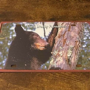 Great Smoky Mountains Booster License Plate Black Bear Tennessee Pigeon Forge Gatlinburg STEEL