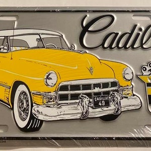 1949 Cadillac Booster License Plate Vintage Sign