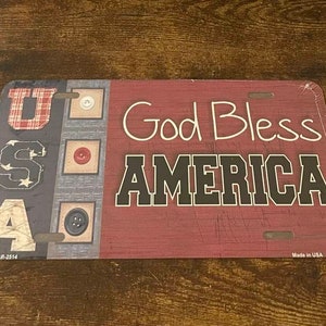 God Bless America Booster License Plate USA Patriotic
