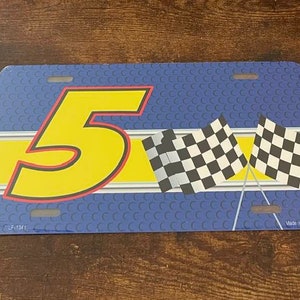Nummer 5 Auto Booster Nummernschild Nascar Motorsports Zielflagge Racing Rennfahrer