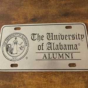 Vintage The University of Alabama Alumni Booster License Plate Heavy Pewter