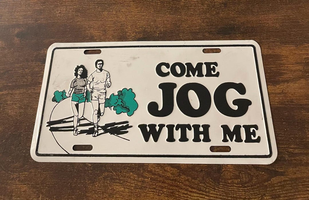 Vintage Come Jog With Me License Plate Jogging Jogger Exercise Running ...