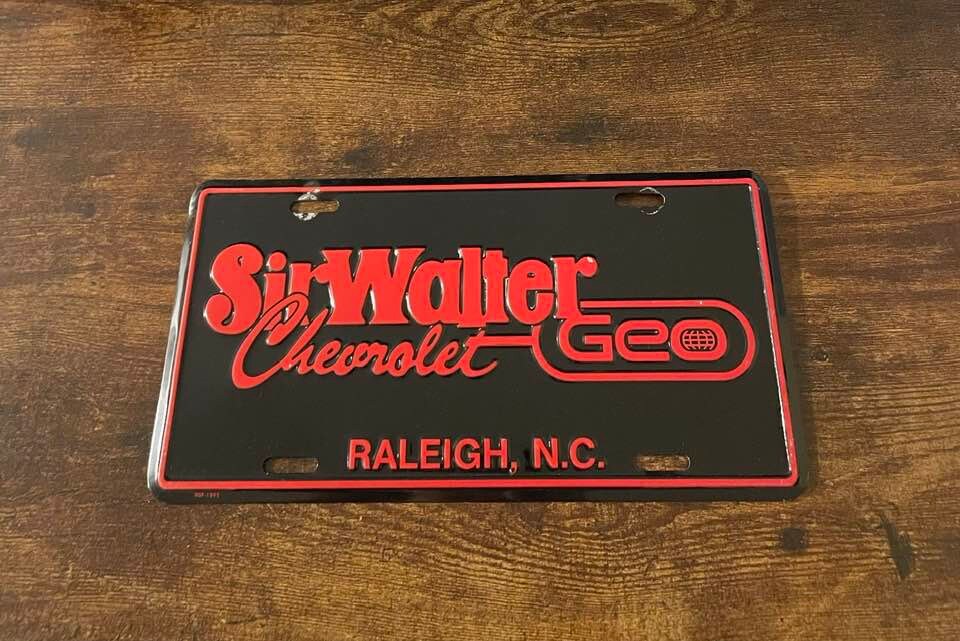 Sir Walter Geo Dealership Booster License Plate Raleigh North Carolina