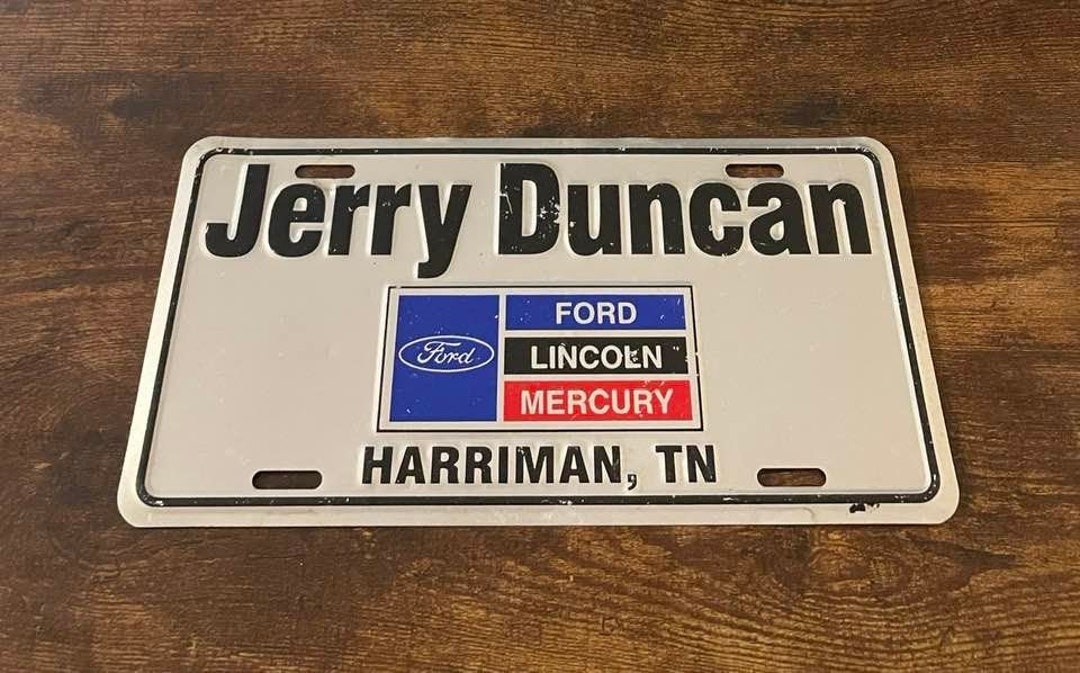 Jerry Duncan Ford Lincoln Mercury Dealership Booster License Plate Harriman Tennessee Etsy