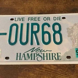 OUR68 Vanity License Plate New Hampshire Our 1968 Classic Car Truck Hot Rod Muscle Car Camaro Firebird Mustang Chevelle Charger GTO 442 Olds