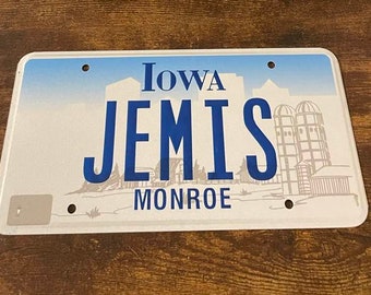 JEMIS Vanity License Plate Iowa Monroe County Jemi's