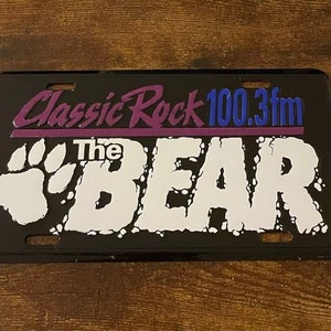 Classic Rock 100.3 FM Radio Station Booster License Plate The Bear Edmonton Canada Vintage