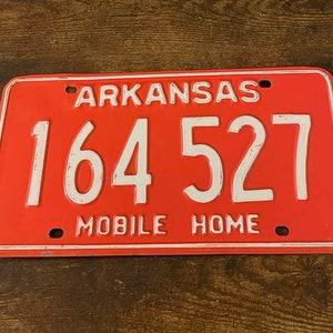 Vintage Arkansas Mobile Home License Plate 164 527 Red