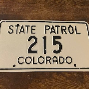 Colorado State Patrol License Plate 215 Police Vintage Embossed Steel