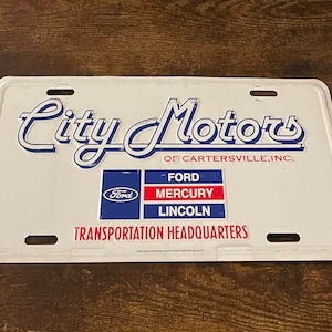 City Motors Ford Lincoln Mercury Dealership Booster License Plate Cartersville Georgia