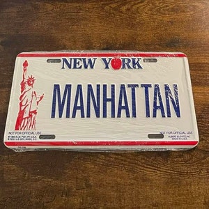 Manhattan New York Booster License Plate Statue of Liberty Big Apple