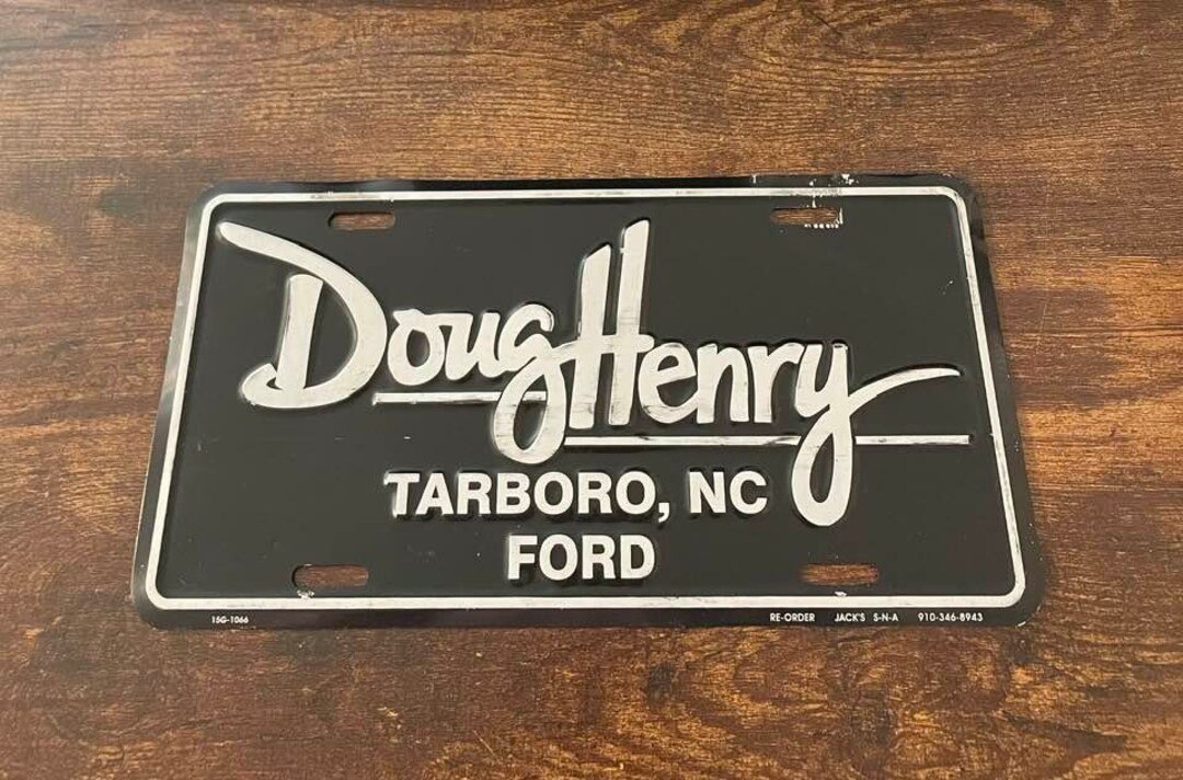 Doug Henry Ford Dealership Booster License Plate Tarboro North Carolina Dealer Etsy