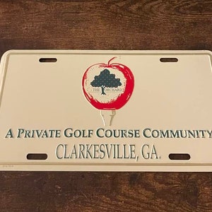 The Orchard Booster License Plate Clarkesville Georgia Golf Course Community