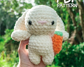 Modèle de lapin au crochet, modèle de lapin au crochet, modèle de peluche lapin amigurumi au crochet avec carotte