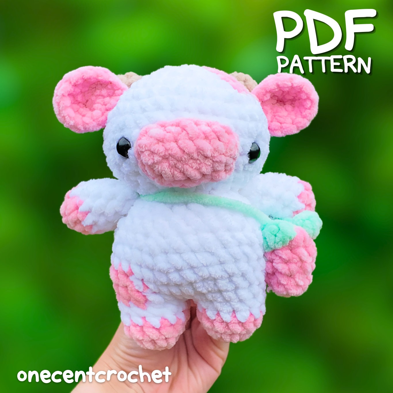 16 Strawberry Cow Crochet Patterns for Plushies, Loveys, and Blankets 12 Crochet Cow Pattern Amigurumi Cow Crochet