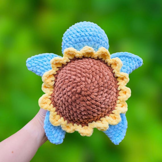 PLUSHCEWT Sunflower Turtle Pluche Figuur - Positieve Energie Schildpad Geluksbrenger