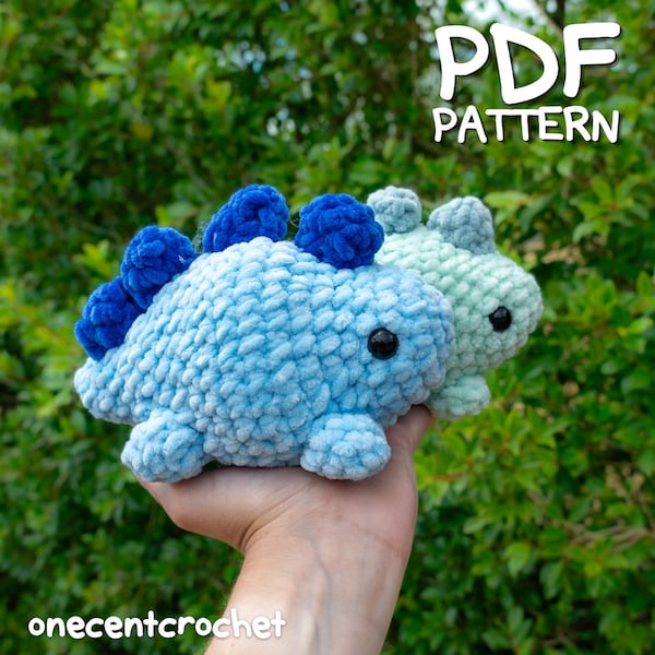 Crochet Stegosaurus Pattern, dinosaur crochet pattern, stegosaurus crochet