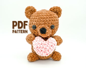 Patrón Love Bear Bear Crochet: patrón osito con corazón, patrón osito, amigurumi