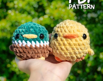 Patrón de crochet de pato 2n1 - Patrón PDF de pato Amigurumi SIN COSER