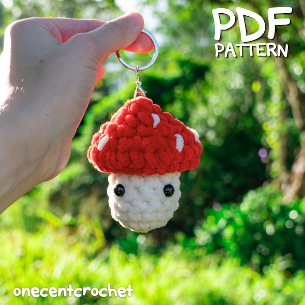 Mini Mushroom Crochet Pattern Crochet Keychain Crochet Mushroom Amigurumi