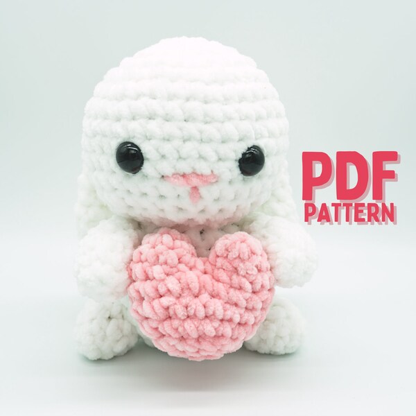 Heart Bunny Crochet Pattern: rabbit with heart pattern, bunny rabbit pattern, amigurumi