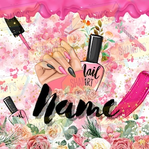 Nail art wrap 20oz straight tumbler png wrap