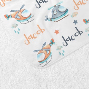 Helicopter Baby Blanket, Newborn Gift, Nursery Themed Blanket, Infant Swaddle, Baby Shower Gift, Toddler Blanket