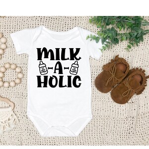 Milkaholic Bodysuit, Funny Baby Clothes, Cute Bodysuit, Baby Girl and boy Bodysuit, Baby Shower Gift