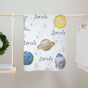 Space Blanket, Planet Nursery,  Outer Space Baby Theme, Baby Shower Gift, Infant Swaddle, Custom Blanket