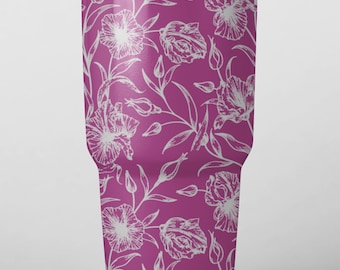 Flowers Sketch Full Wrap Design Laser Files for Tumblers, Bottles, Cups or Glasses