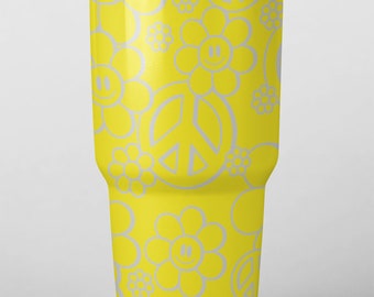Peace and Flowers Full Wrap Design Laser Files for Tumblers, Bottles, Cups or Glasses