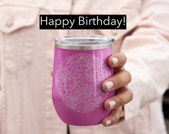 Happy Birthday Round Design Laser File for Engraving