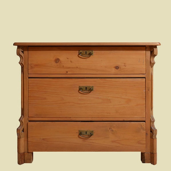 ANTIQUE Louis Philippe chest of drawers in natural softwood from 1840