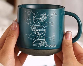 Personalized Geneticist Mug, Genetics Gift, Biology Gift, Custom DNA Pottery Mug, Science Geek Gift, Science Teacher Gift, Chemistry Gift