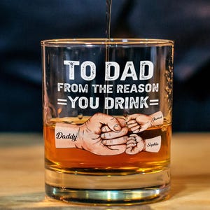 Personalized To Dad From The Reasons You Drink Rocks Glass, Custom Bump Dad Kids Whiskey Glass, Father&#39;s Day Gift, Birthday Gift For Dad