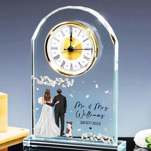 Personalized Mr & Mrs Wedding Anniversary Acrylic Desk Table Clock, Clock Gift For Husband or Wife, Wedding Anniversary Gift, Couple Gift
