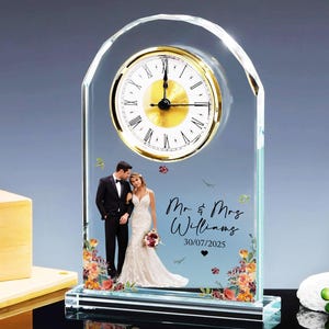 Personalized Mr & Mrs Wedding Anniversary Acrylic Desk Table Clock, Clock Gift For Husband or Wife, Wedding Anniversary Gift, Couple Gift