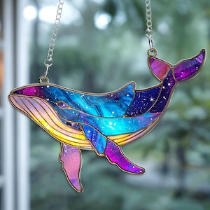 Whale Light Acrylic Window Hanging, Acrylic Window Hanging Suncatcher, Sea Life and Ocean Decor, Beach Lover Gift, Whale Ocean Lovers