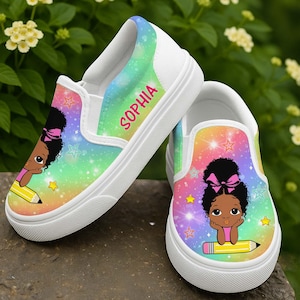 Chaussures personnalisées avec nom pour enfant, baskets personnalisées pour fille, cadeau de rentrée des classes pour petite fille, cadeau d&#39;anniversaire pour enfant