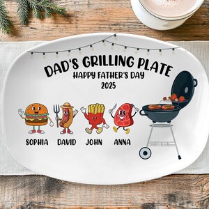 Personalized Daddy&#39;s Grilling Plate, Custom Father&#39;s Day Gift for Papa From Kids, Custom BBQ Platter, Grill Gifts for Dad, Dad Birthday Gift