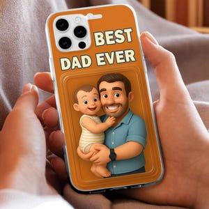 Custom Photo Dad And Kids Silicone Phone Case, Christmas Dad Phone Case, Holiday Gift For iPhone, Samsung, Father&#39;s Day Gift For Dad, Papa